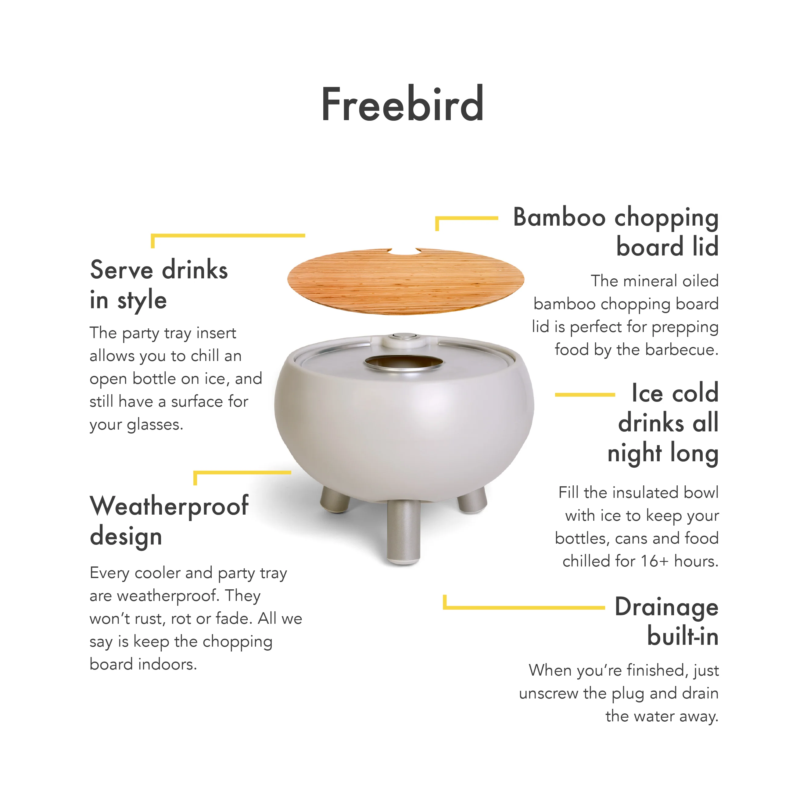 Outside Gang Drinks Cooler Table - Moon Grey Short Legs - Image 3